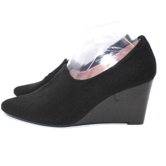 Taryn Rose Womens Sz 9.5 Yvonne Black Pumps Stacked Wedge Slip On 3" High Heels - Picture 6 of 12